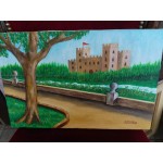 Малка картина масло на платно Испания - 3816
